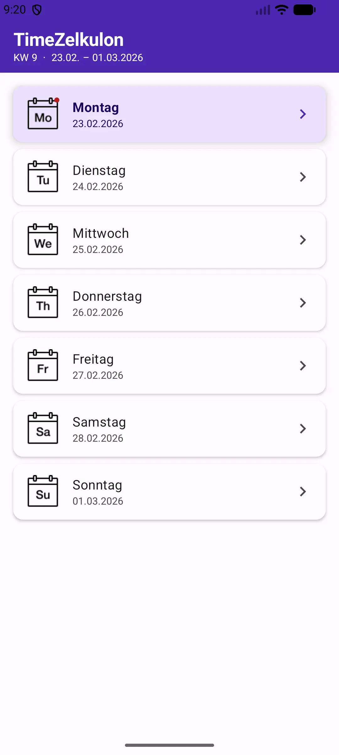 TimeZelkulon – Zeiterfassung Screenshot 1